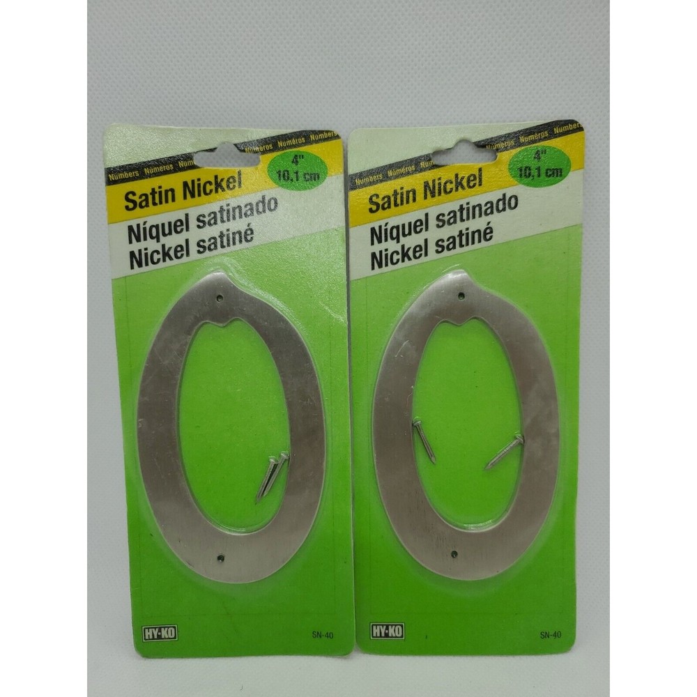 Lot of 2 Hy-Ko Address Number #0 Zinc with Satin Finish 4" SN-40